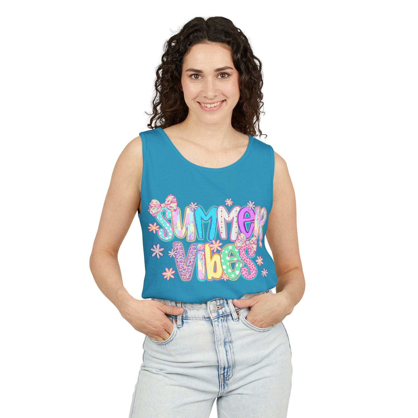 Summer Vibes Tank Top — Colorful Retro Graphic Beach Shirt