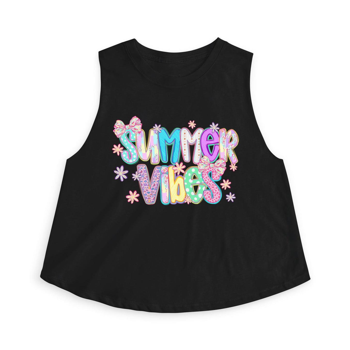 Summer Vibes Crop Top — Women's Bright Beachy Graphic Tank