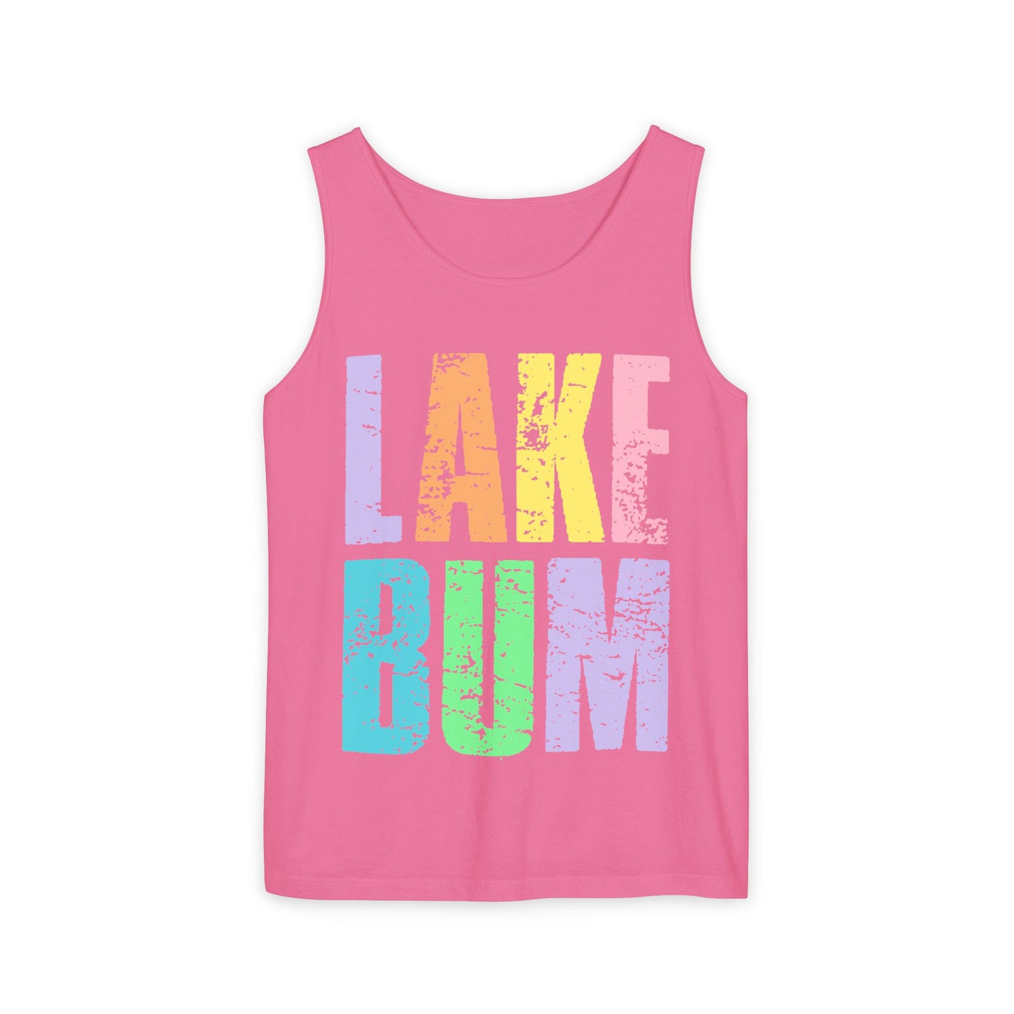 Lake Bum Tank Top — Bright Retro Lakeside Graphic Tank