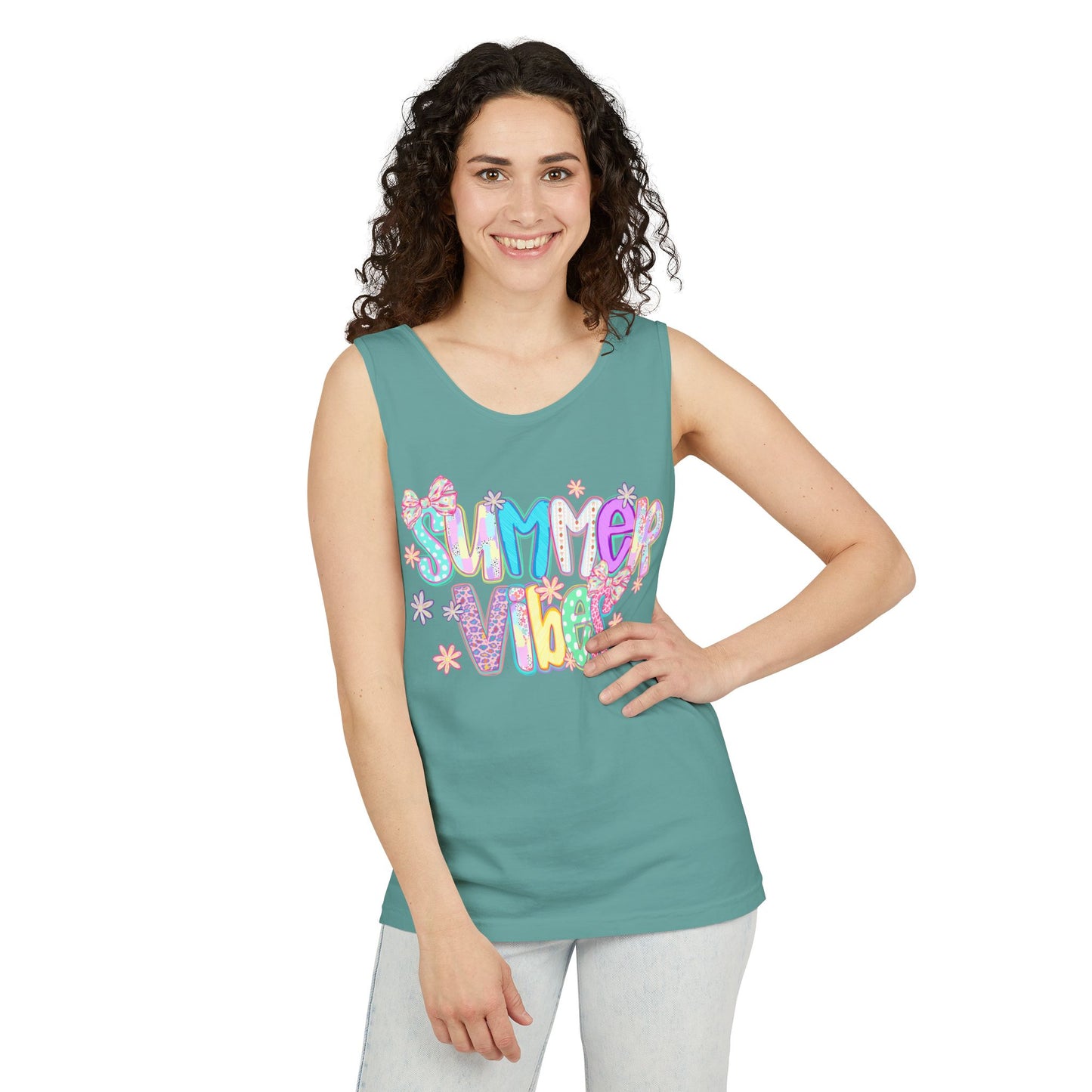 Summer Vibes Tank Top — Colorful Retro Graphic Beach Shirt