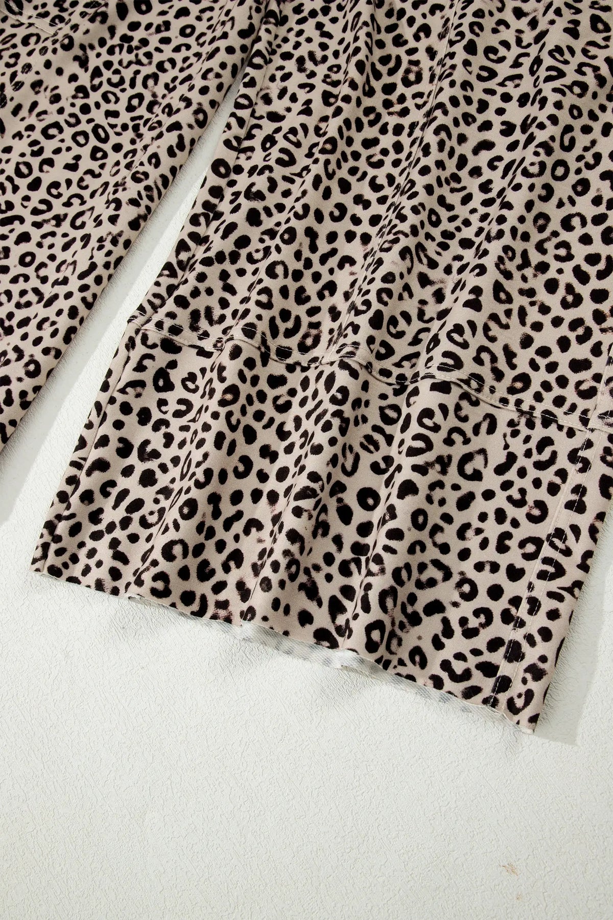 Animal Print Wide Leg Terry Knit Pants