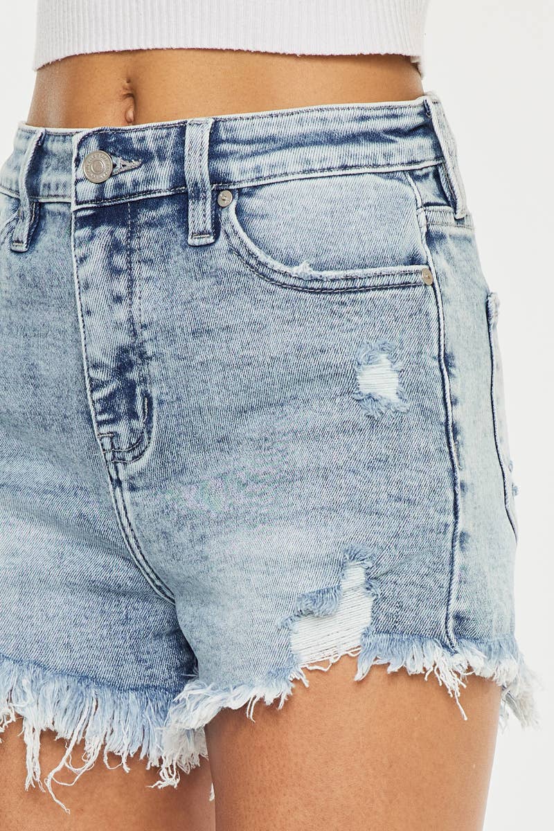 HIGH RISE FRAY HEM SHORTS-KC6321M