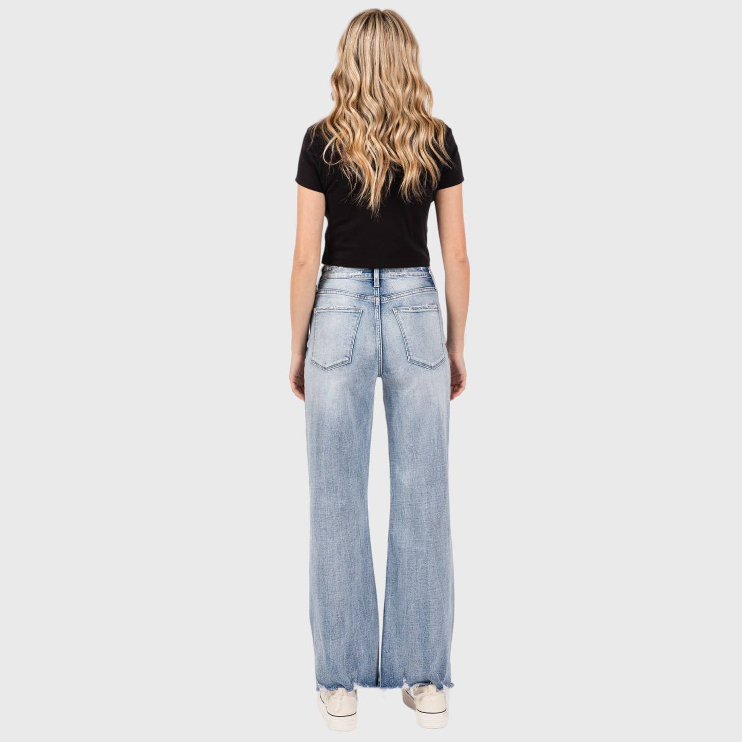 P1162F-LM DISTRESSED HIGH RISE COMFORT VINTAGE FLARE JEANS