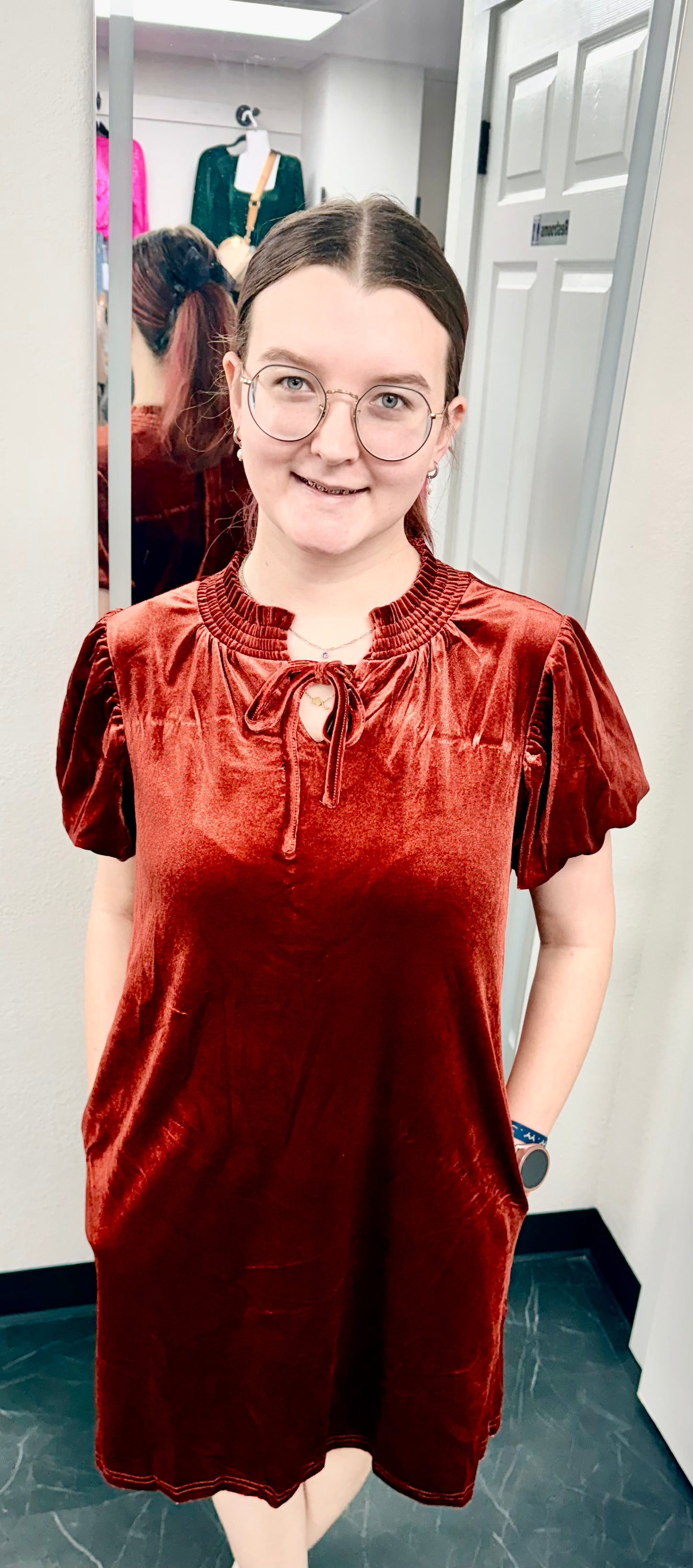 Bryson Velvet Smocked Mini Dress