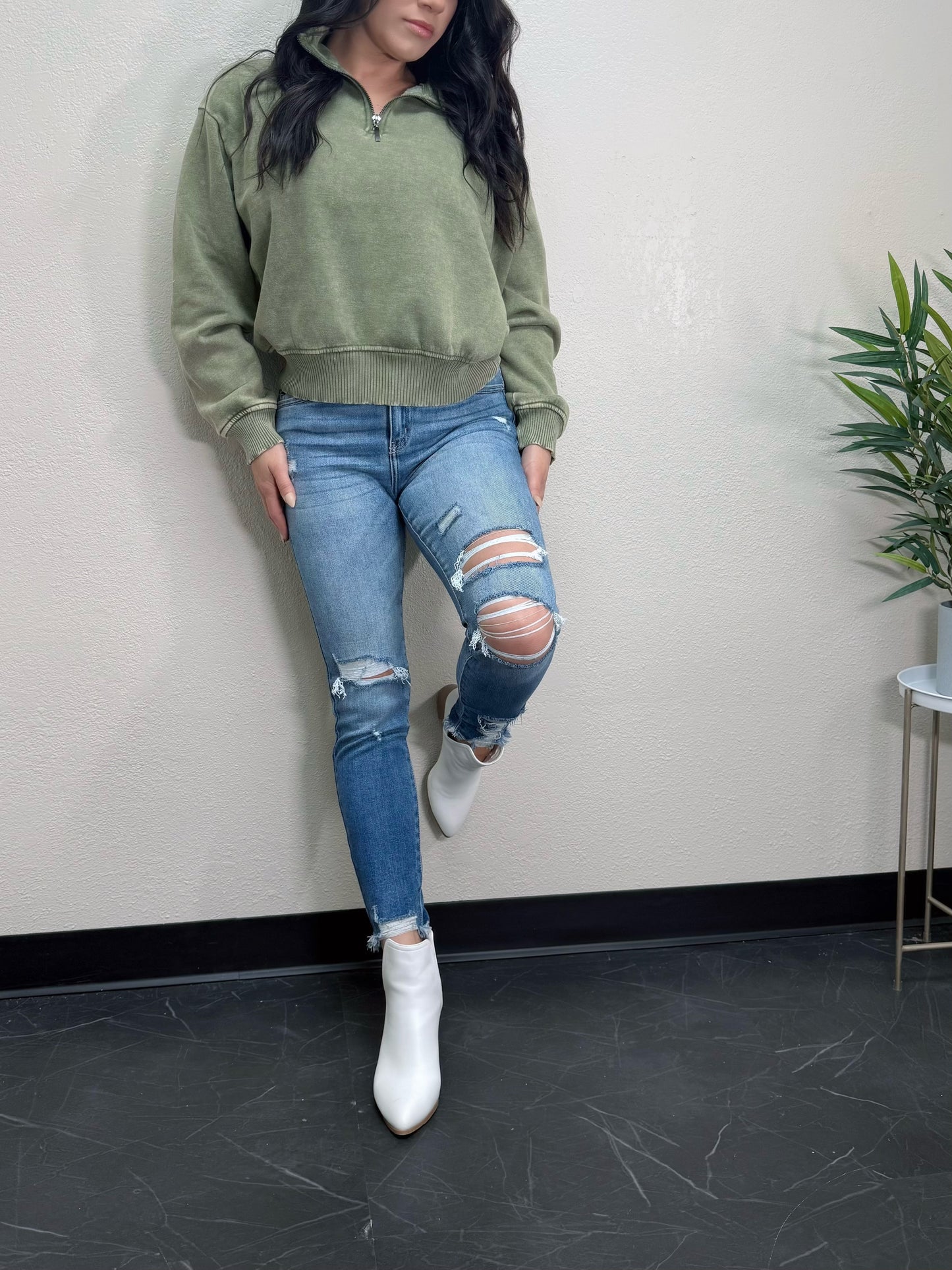 `.0806 Washed Fleece Half Zip Pullover SI-24930