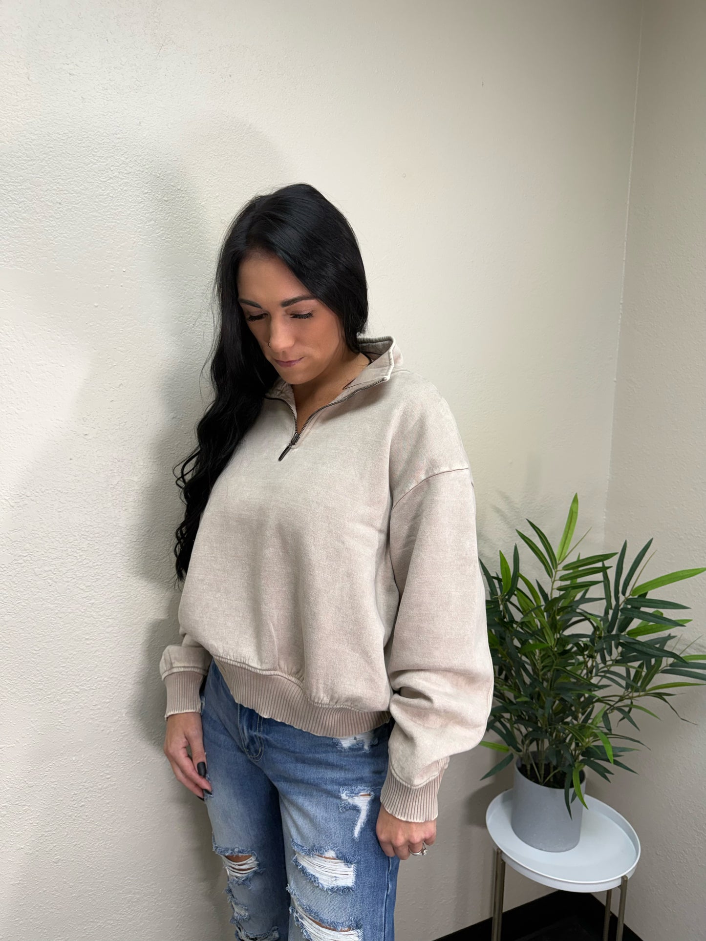 `.0806 Washed Fleece Half Zip Pullover SI-24930