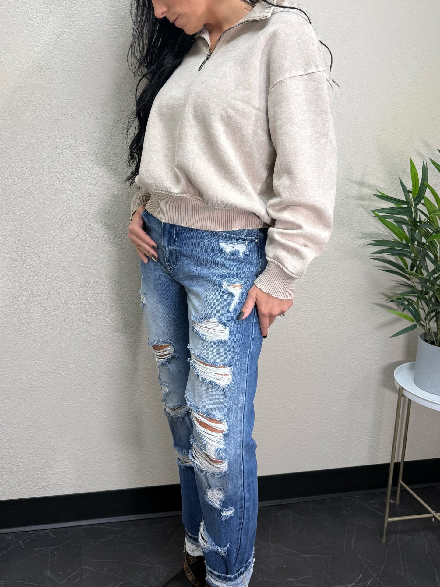 `.0806 Washed Fleece Half Zip Pullover SI-24930