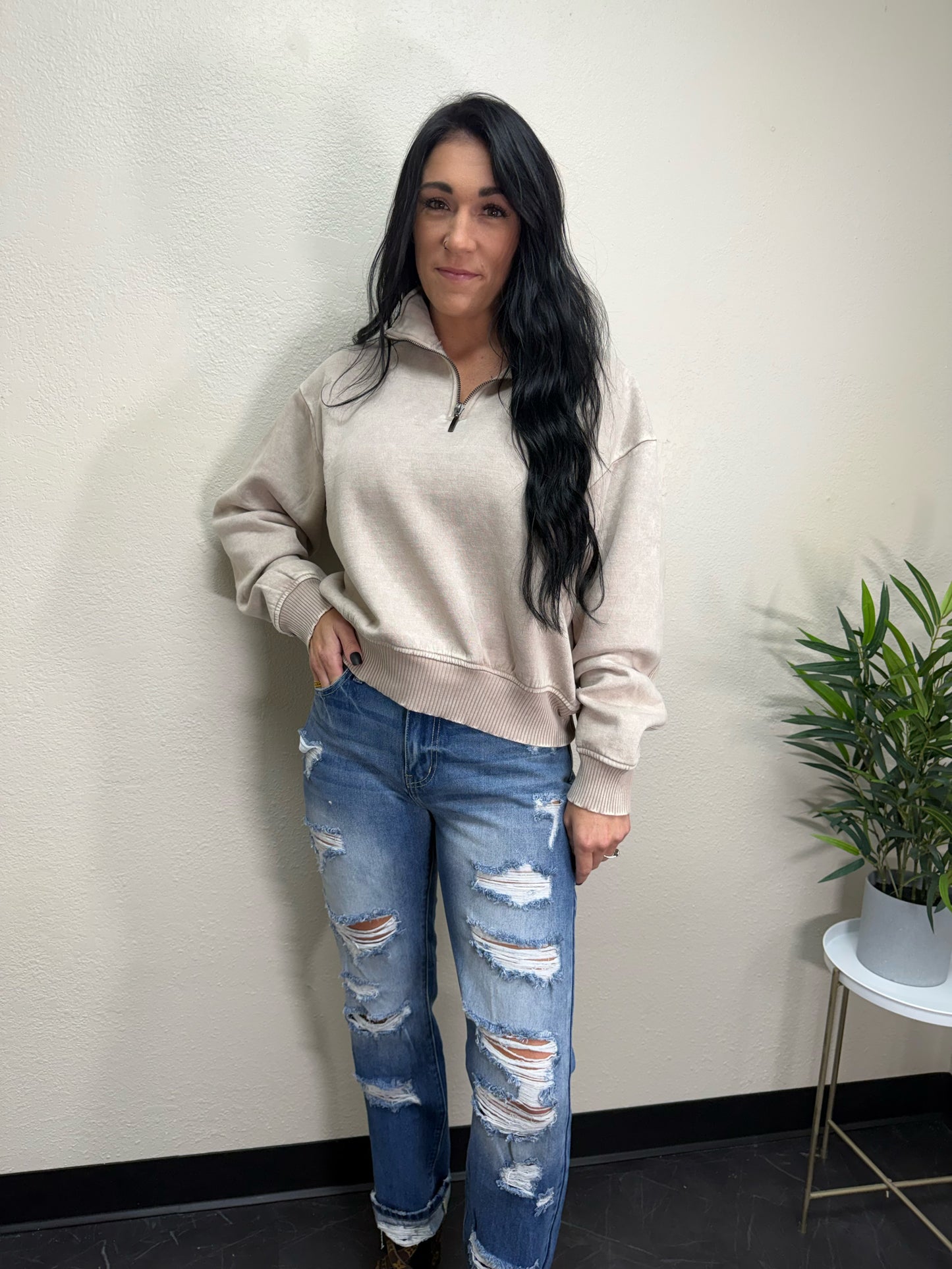 `.0806 Washed Fleece Half Zip Pullover SI-24930