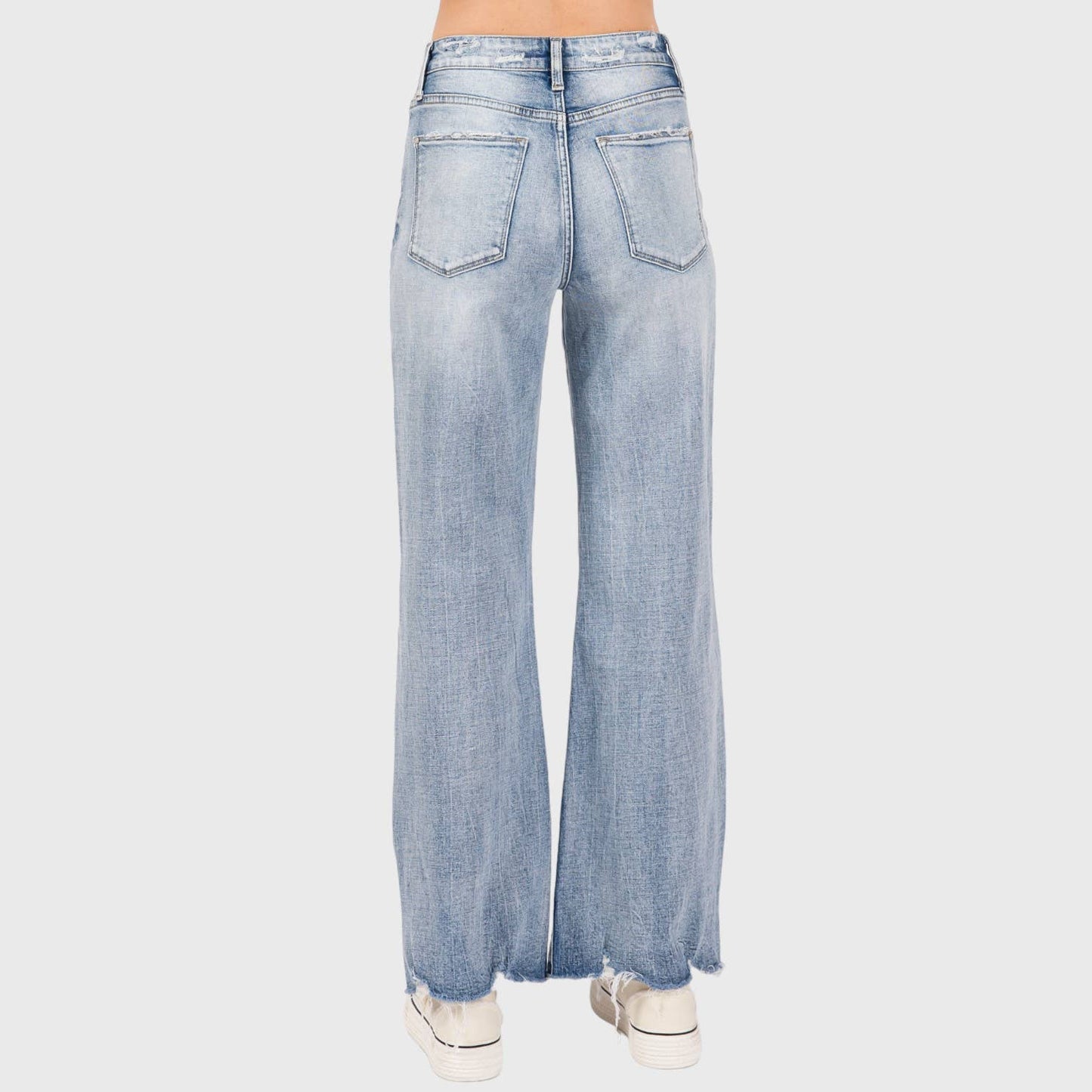 P1162F-LM DISTRESSED HIGH RISE COMFORT VINTAGE FLARE JEANS