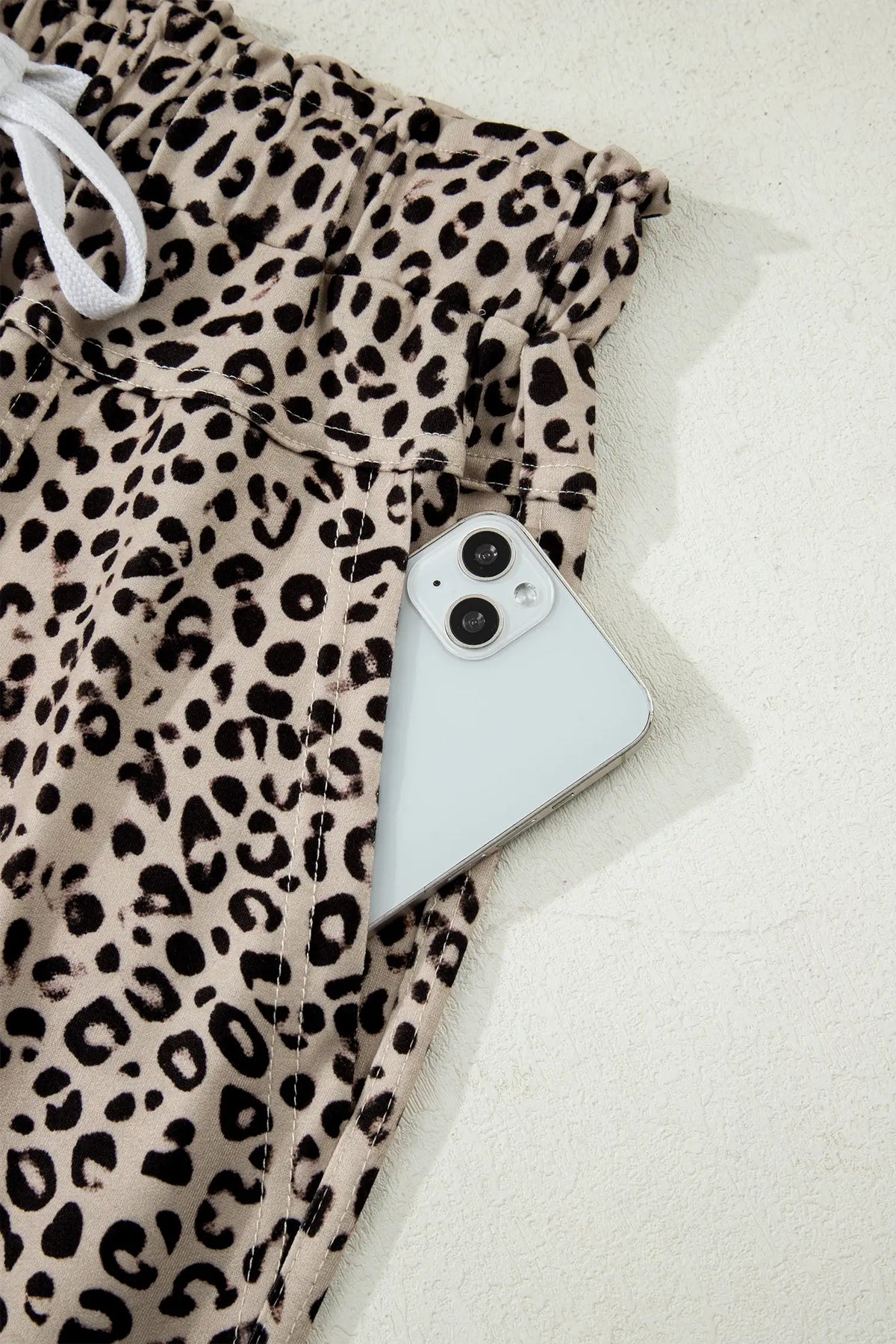 Animal Print Wide Leg Terry Knit Pants