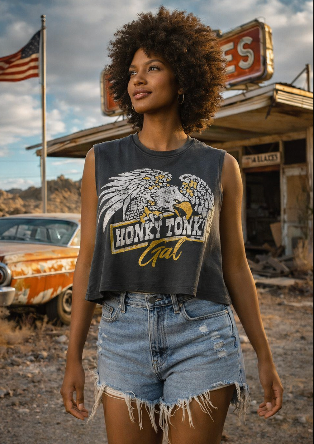 Honky Tonk Gal Muscle Crop Top