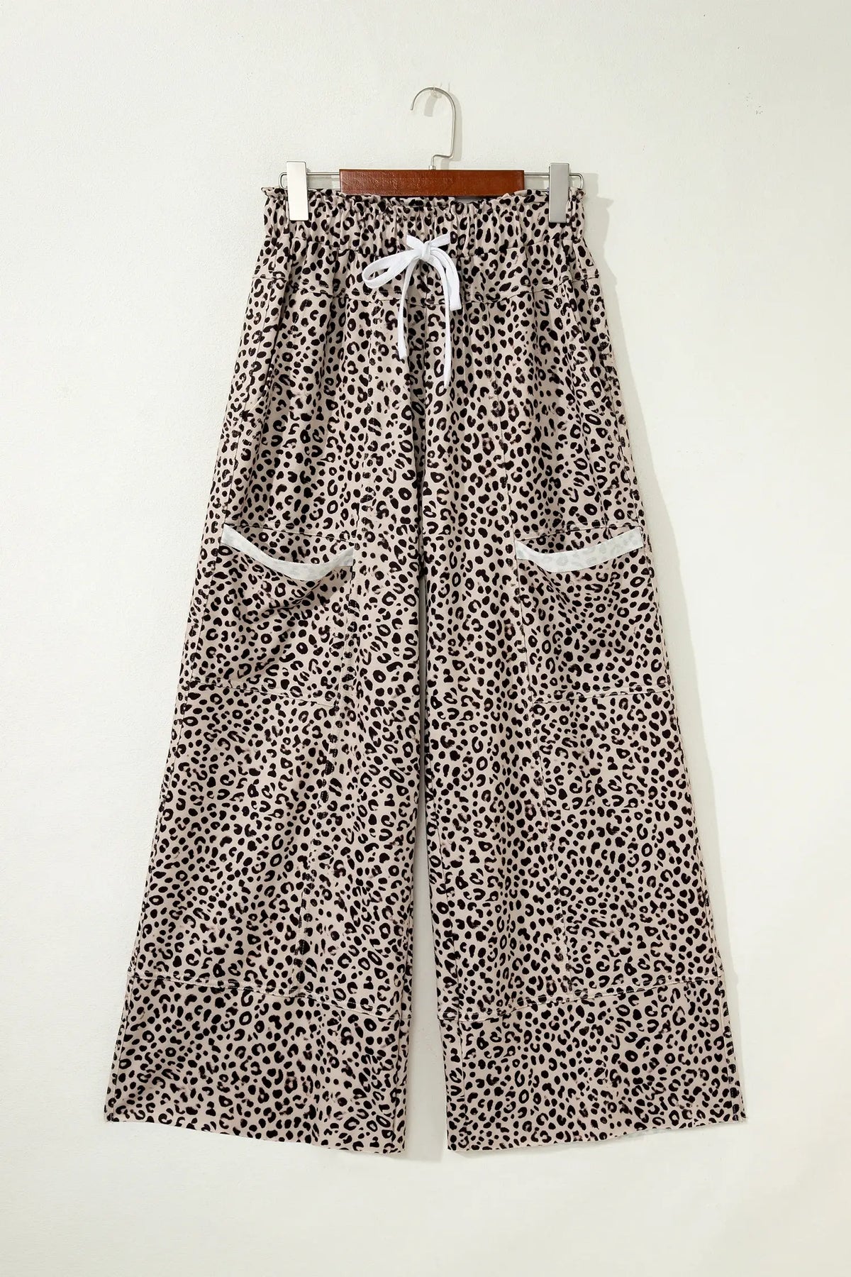 Animal Print Wide Leg Terry Knit Pants