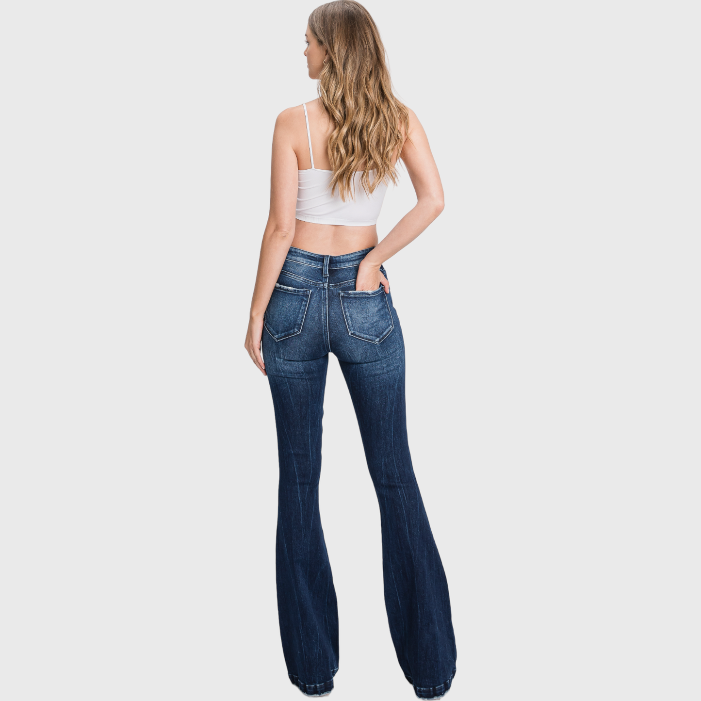 TZ929MF-MD (PETITE) - DISTRESSED MID RISE STRETCH FLARE