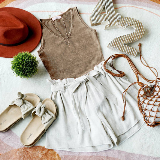 `.Mineral Wash Bodysuit W/ Snap Buttons