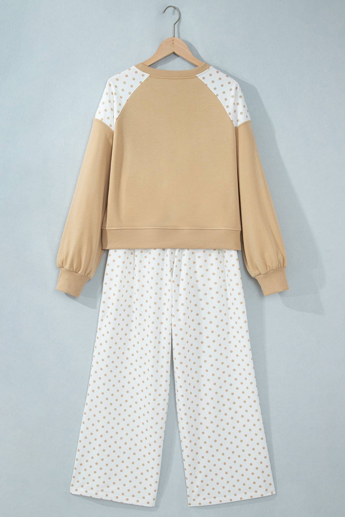 Polka Dot Patchwork Long Sleeve Casual Two Piece Set S-4X
